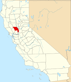 Map of California highlighting Yolo County